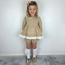 Load image into Gallery viewer, Mabini Girls Beige Bloomer Dress Smock