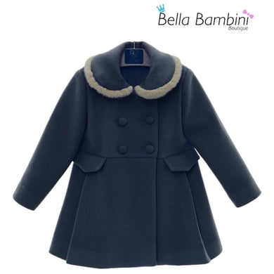 Del Sur Girls Woollen Navy Coat