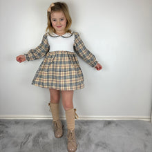 Load image into Gallery viewer, Mabini Girls Beige Check Smock Dress