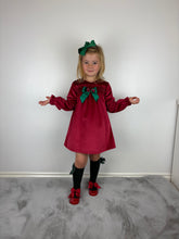 Load image into Gallery viewer, Ceyber Red and Green Velvet Dress