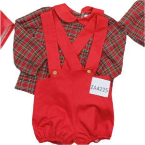 Ceyber Baby Boys Red Tartan Romper Set