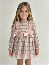 Load image into Gallery viewer, Ceyber Girls Pink &amp; Grey Check Double Bow Dress