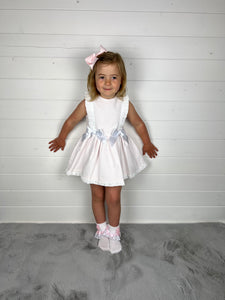 Ceyber Girls Pink Waffle Double Bow Dress
