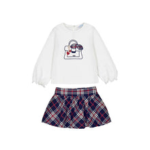 Load image into Gallery viewer, Mayoral Girls Navy Plaid Handbag Skirt Set