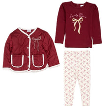 Load image into Gallery viewer, Lily &amp; Jack Girls Burgundy Bow Quilted Jacket 3 Piece Set