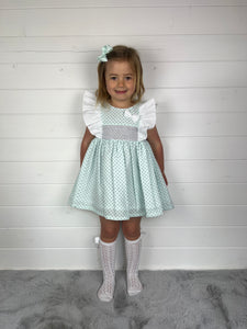 Ceyber Girls Mint Star Frill Shoulder Dress