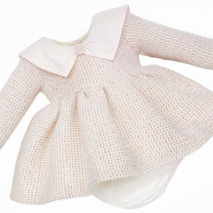 Wee Me Baby Girls Pink Bow Collar Dress