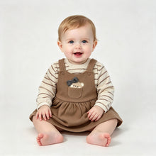 Load image into Gallery viewer, Street Monkey Baby Girls Beige Pocket Teddy Bear Dress