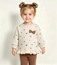 Load image into Gallery viewer, PRE ORDER Street Monkey Baby Girls Beige Bow Teddy Bear Legging Set