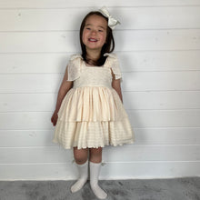 Load image into Gallery viewer, Ceyber Girls Cream Bow Shoulder Dress