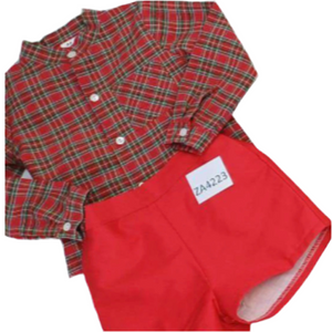 Ceyber Baby Boys Red Tartan Short Set