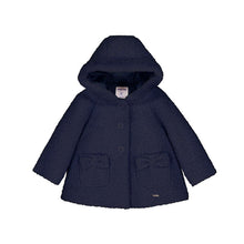 Load image into Gallery viewer, Mayoral Girls Navy Hooded Boucle Coat