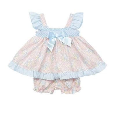 Wee Me Baby Girls Pink and Blue Dress 3M-24M