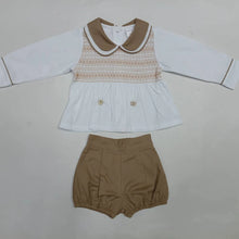Load image into Gallery viewer, Mabini Boys Latte Smock Short Set