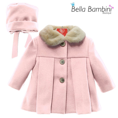 Del Sur Girls Woollen Pink Coat Set
