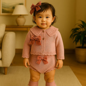 Dulce De Fresa Baby Girls Dusky Pink Knit Set