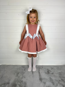 Ceyber Girls Dusky Pink Double Bow Dress