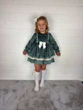 Load image into Gallery viewer, Ceyber Green Check Velvet Dress