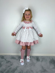 Ceyber Dusky Pink and White Dress