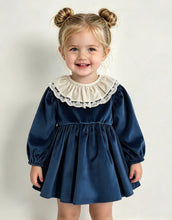 Load image into Gallery viewer, Calamaro Girls Royal Blue Velvet Dress