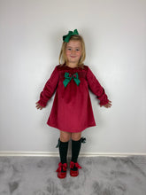 Load image into Gallery viewer, Ceyber Red and Green Velvet Dress