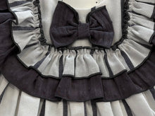 Load image into Gallery viewer, Ceyber Girls White &amp; Grey Stripe Bib Style Dress