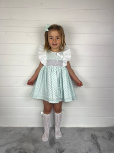 Ceyber Girls Mint Star Frill Shoulder Dress