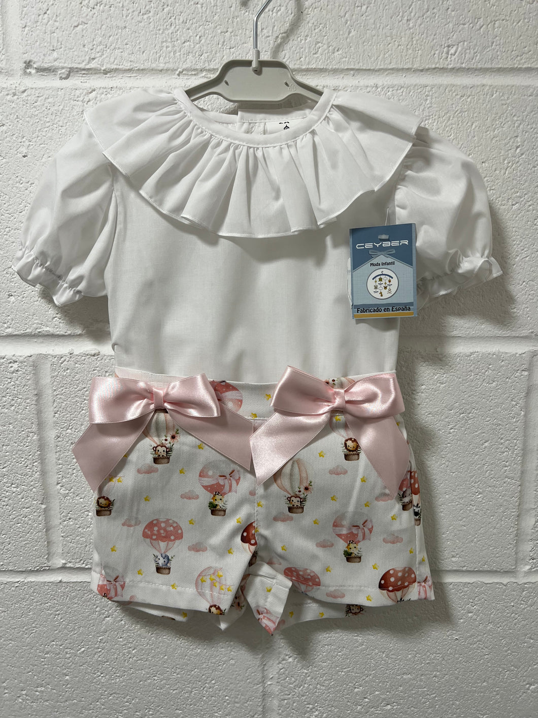 Ceyber Girls Pink Hot Air Balloon Short Set