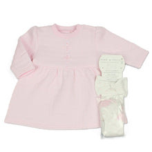 Load image into Gallery viewer, Pure &amp; Soft Baby Girls Quilted Dress &amp; Tights Set