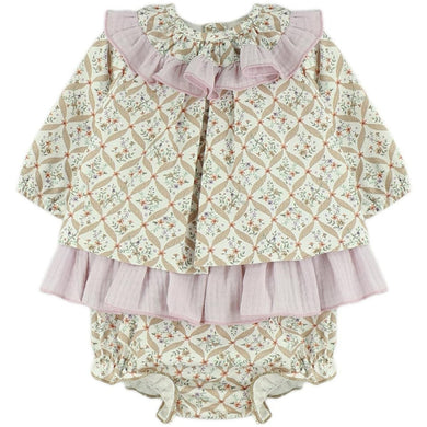 Baby Ferr Baby Girls Tan and Lilac Dress