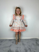 Load image into Gallery viewer, Ceyber Tan and Orange Pumpkin Print Dress
