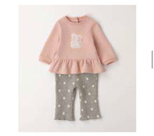 Load image into Gallery viewer, iDO Baby Girls Grey Polka Dot Teddy Leggings