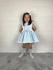 Ceyber Girls Blue Waffle Double Bow Dress