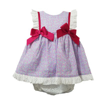 Load image into Gallery viewer, Ceyber Girls Lilac Cherry Double Bow Dress