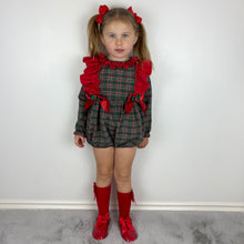 Load image into Gallery viewer, Ceyber Green Tartan Romper
