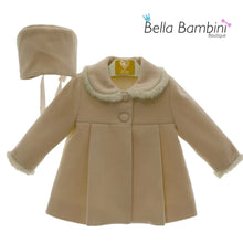 Load image into Gallery viewer, Del Sur Girls Woollen Ivory Coat Set