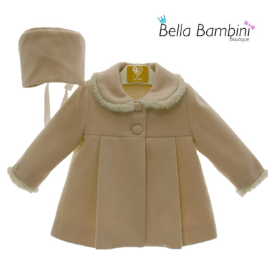Del Sur Girls Woollen Beige Coat Set