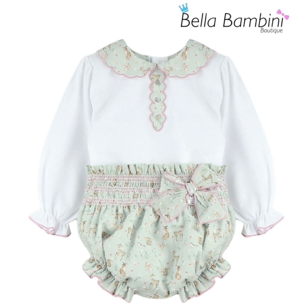 Dulce De Fresa Baby Girls Reindeer Print Jam Set