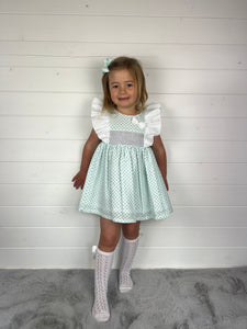 Ceyber Girls Mint Star Frill Shoulder Dress