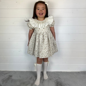 Ceyber Girls Tan Smocked Collar Dress