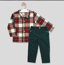 Load image into Gallery viewer, Rapife Boys Cream &amp; Red Tartan Two Piece Set