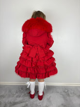 Load image into Gallery viewer, Wee Me Red Ruffle Bow Front Coat