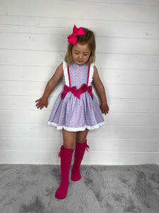 Ceyber Girls Lilac Cherry Double Bow Dress