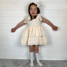 Load image into Gallery viewer, Ceyber Girls Cream Bow Shoulder Dress