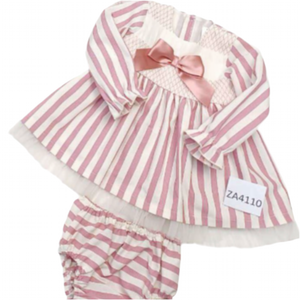 Ceyber Baby Girls Dusky Pink Stripe Dress