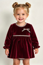 Load image into Gallery viewer, Rapife Baby Girls Velvet Check Dress