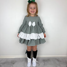 Load image into Gallery viewer, Ceyber Girls Bottle Green Gingham Dress