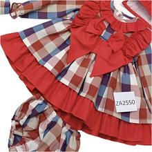 Load image into Gallery viewer, Ceyber Baby Girls Red and Blue Check Dress