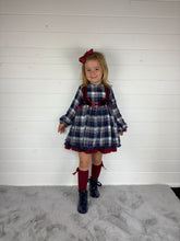 Load image into Gallery viewer, Ceyber Girls Double Bow Red and Navy Dress