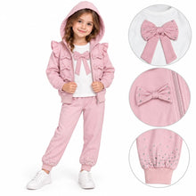 Load image into Gallery viewer, Giorgio Bambini Older Girls Pink Bow 3 Piece Lounge Set